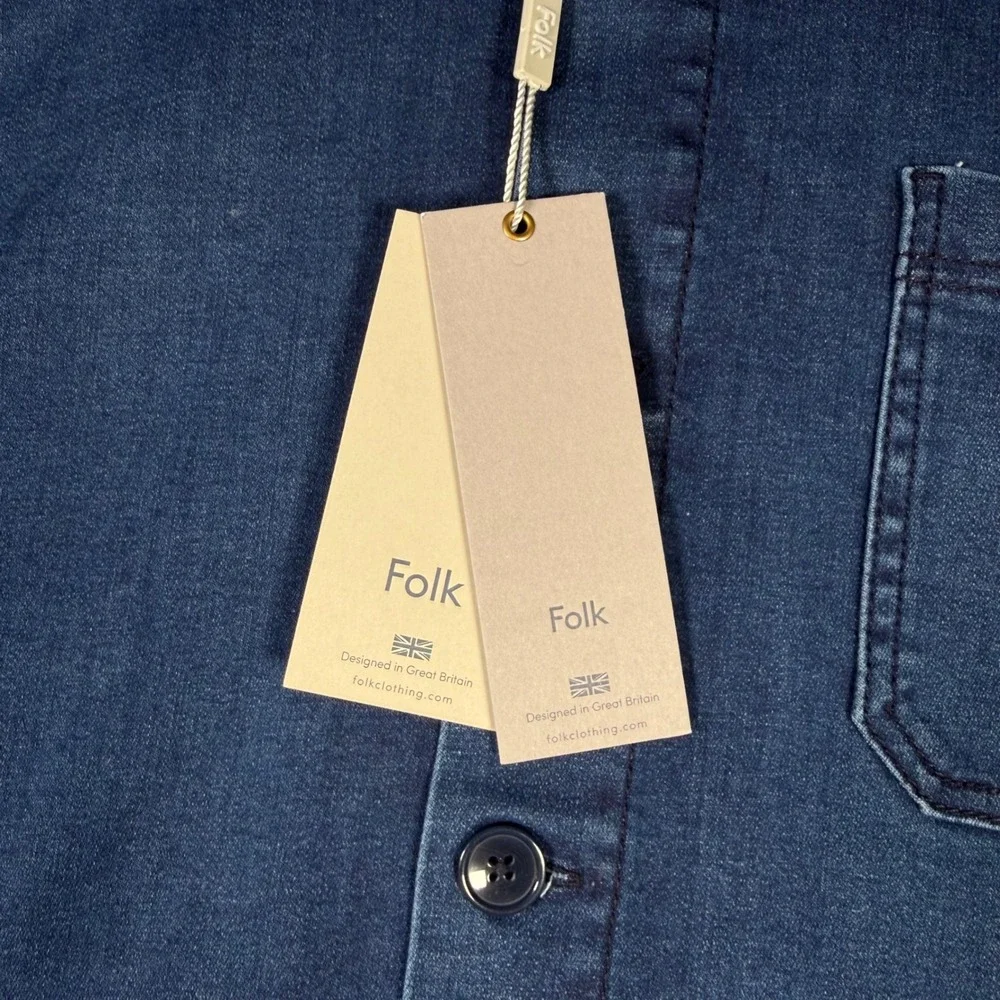 NWT Folk Nelson Men's XL Denim Chore Jacket Blue Corduroy Collar Workwear Coat